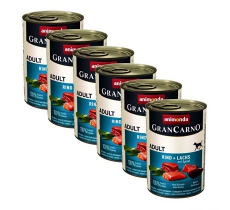 GranCarno Adult hovädzie a losos + špenát - 6x400 g